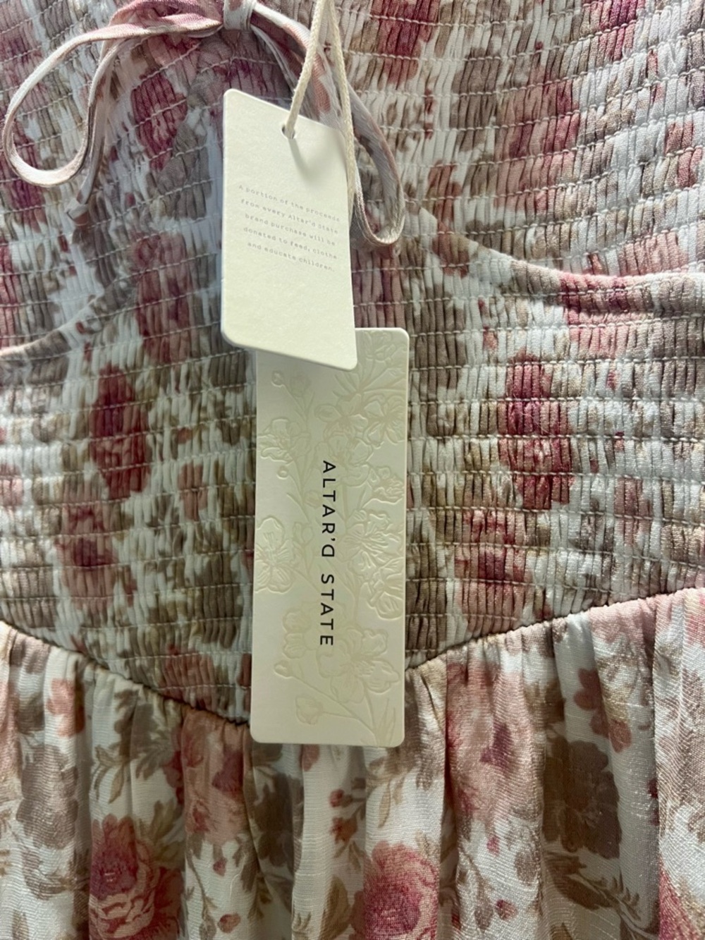 Altar'd State Pink Floral Maxi Dress with Puff Sleeves - Picture 8 of 8